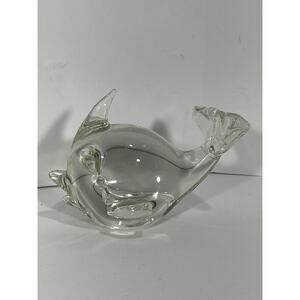 Vintage Murano Style Art Glass Fish‎ Figurine Paperweight Clear Glass Sculpture